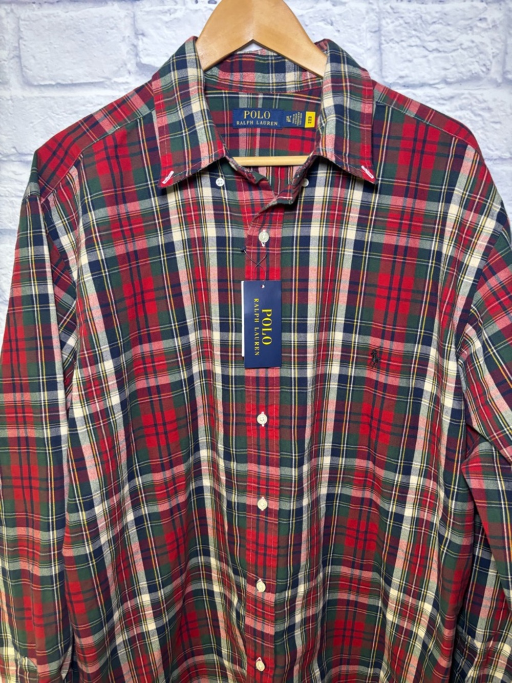Polo Ralph Lauren Men's Long Sleeve Plaid Oxford Shirt Classic Fit XL Tall